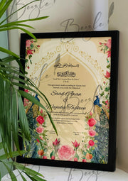 Luxury Nikah Certificate With Two Attractive Peacock Design | SNC-011